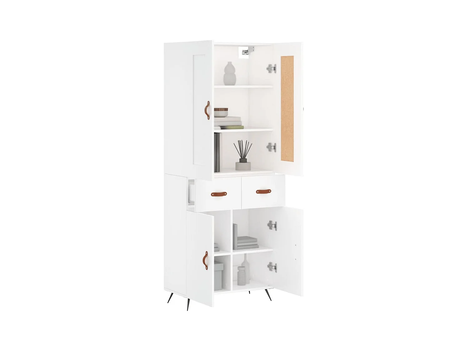 Buffet | Bahut | Meuble de rangement haut Blanc 69,5x34x180 cm Bois d'ingénierie