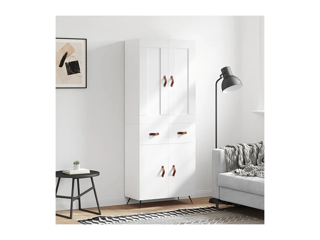 Credenza | Buffet | Armadio Bianca 69,5x34x180 cm in Legno Multistrato