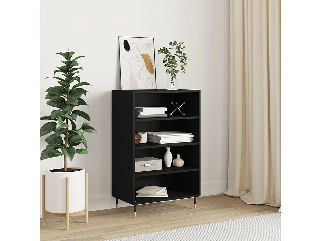 Buffet | Bahut | Meuble de rangement haut noir 57x35x90 cm bois d'ingénierie