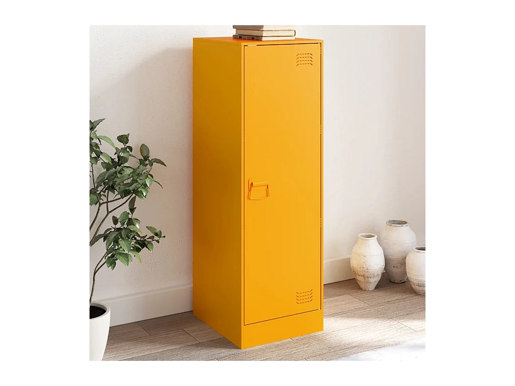 Buffet | Bahut | Meuble de rangement jaune moutarde 34,5x39x107 cm acier