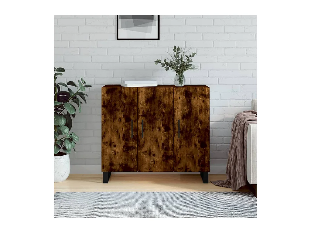 Credenza | Buffet | Armadio Rovere Fumo 90x34x80 cm in Legno Multistrato
