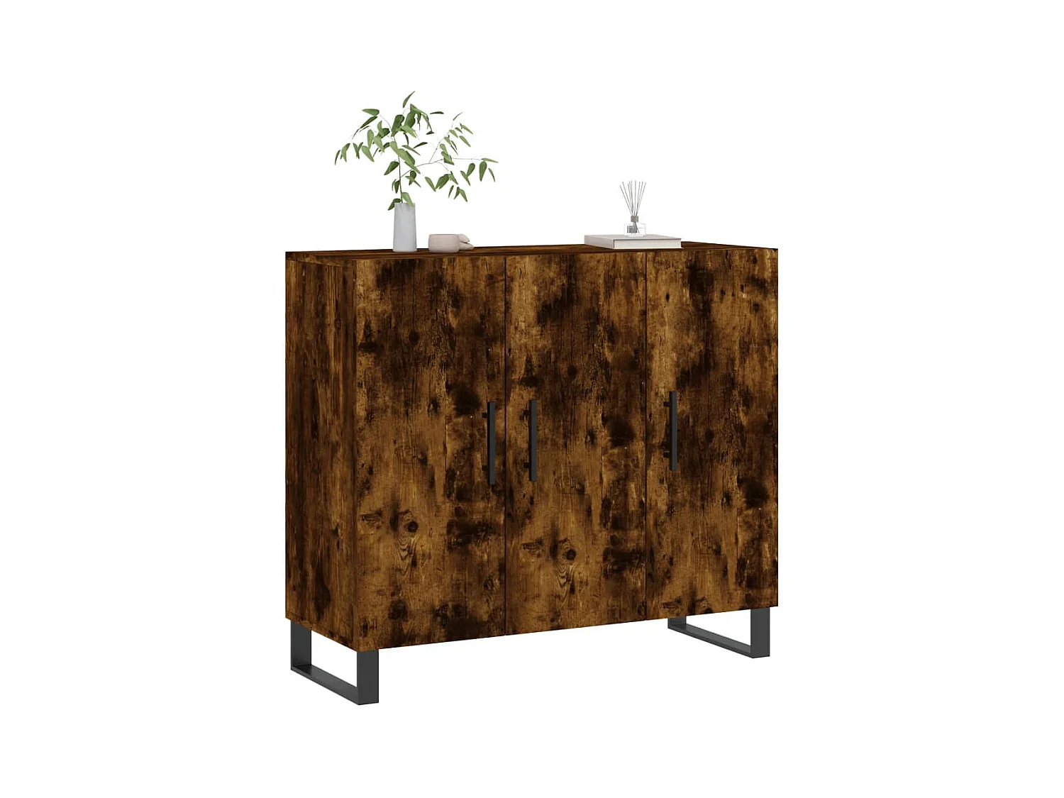 Credenza | Buffet | Armadio Rovere Fumo 90x34x80 cm in Legno Multistrato