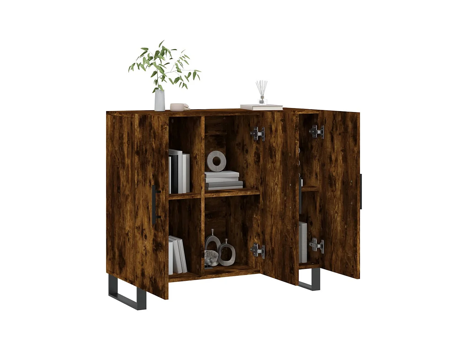 Credenza | Buffet | Armadio Rovere Fumo 90x34x80 cm in Legno Multistrato