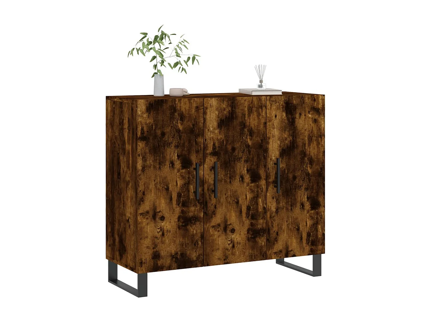 Buffet | Bahut | Meuble de rangement chêne fumé 90x34x80 cm bois d'ingénierie