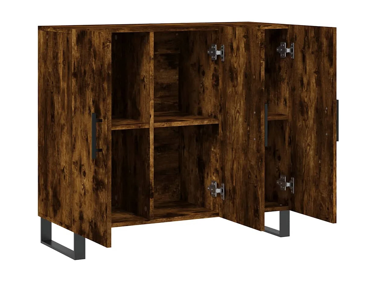 Buffet | Bahut | Meuble de rangement chêne fumé 90x34x80 cm bois d'ingénierie