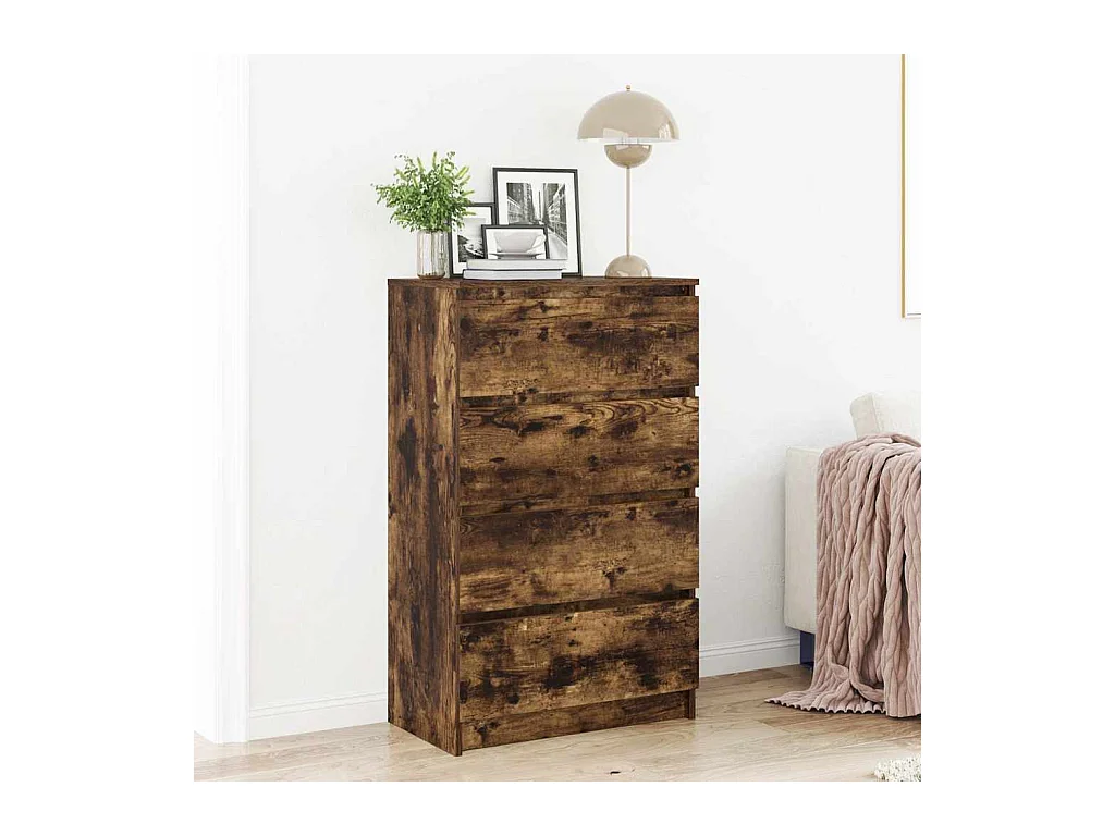 Buffet | Commode à tiroir | Meuble de rangement Chêne fumé 60x35x98,5 cm Bois d'ingénierie