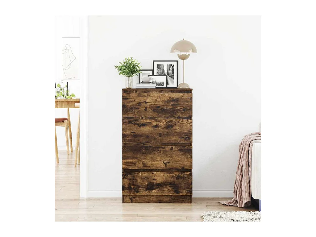 Buffet | Commode à tiroir | Meuble de rangement Chêne fumé 60x35x98,5 cm Bois d'ingénierie