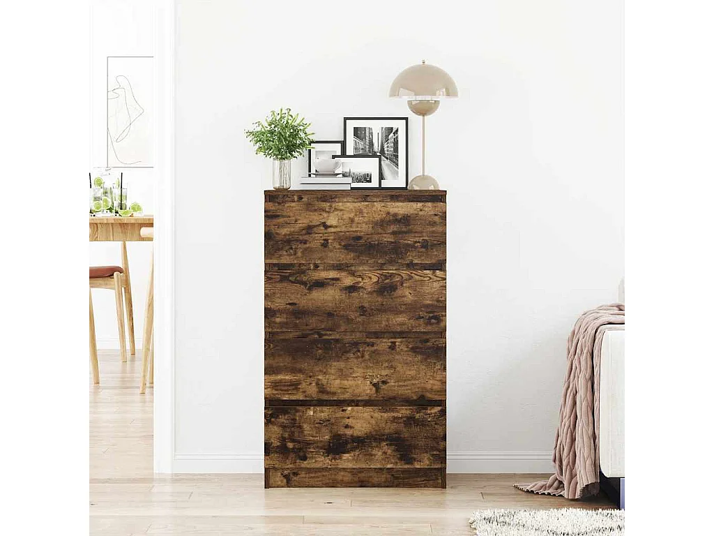 Buffet | Commode à tiroir | Meuble de rangement Chêne fumé 60x35x98,5 cm Bois d'ingénierie