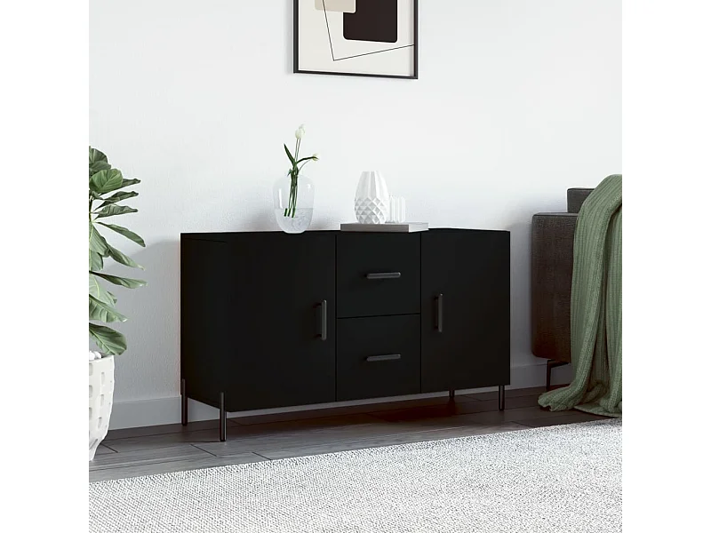 Credenza | Buffet | Armadio Nera 100x36x60 cm in Legno Multistrato