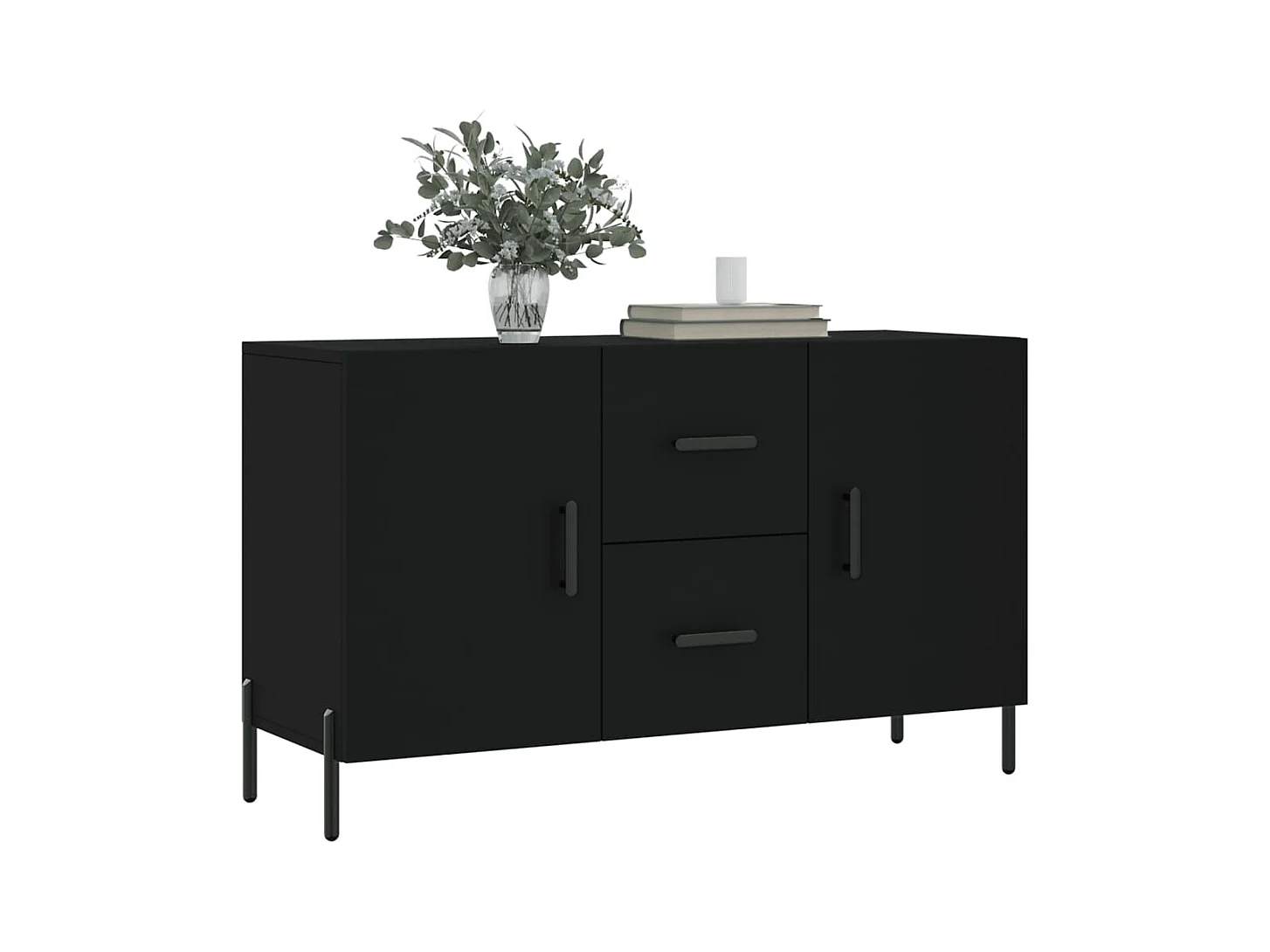 Credenza | Buffet | Armadio Nera 100x36x60 cm in Legno Multistrato