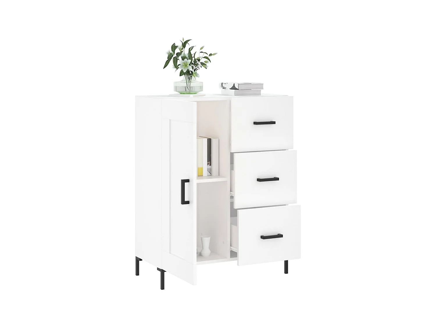 Buffet | Bahut | Meuble de rangement blanc 69,5x34x90 cm bois d'ingénierie