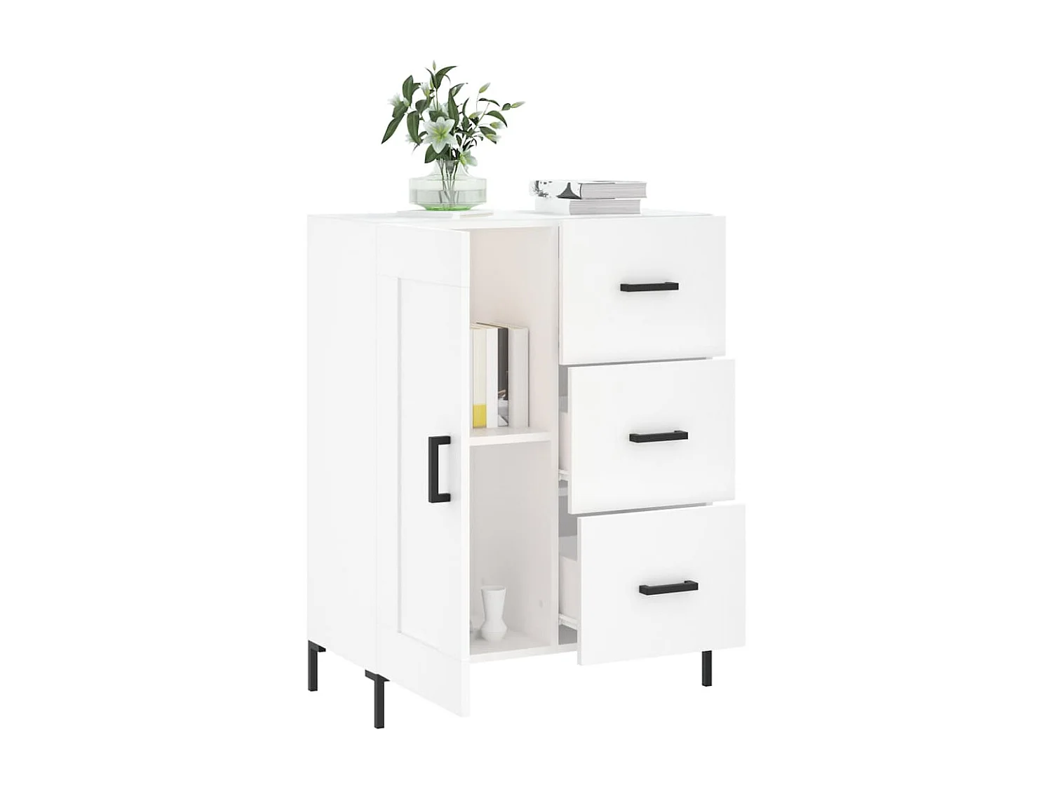 Buffet | Bahut | Meuble de rangement blanc 69,5x34x90 cm bois d'ingénierie