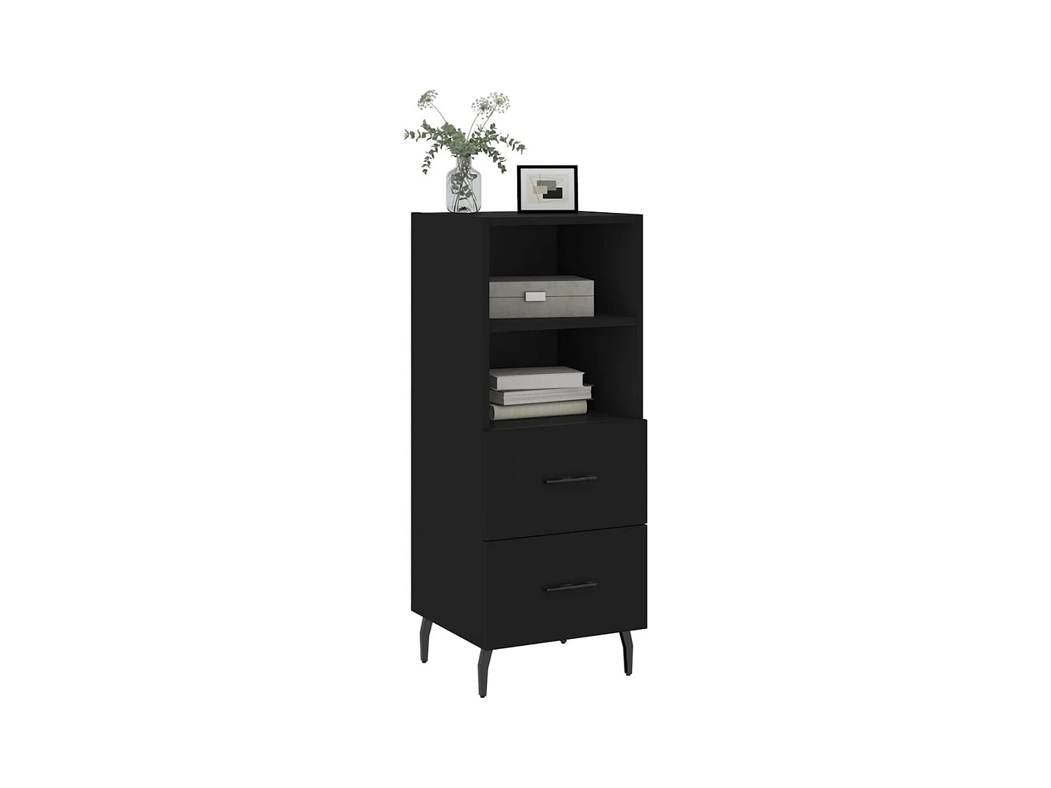 Credenza | Buffet | Armadio Nero 34,5x34x90 cm in Legno Multistrato