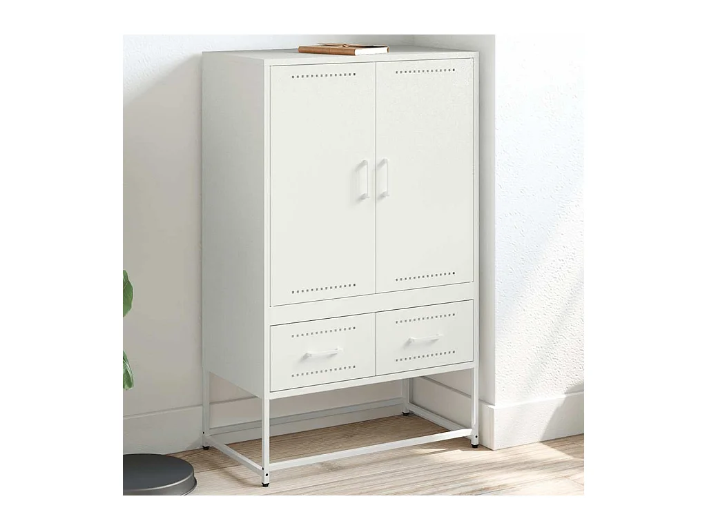 Buffet | Commode à tiroir | Meuble de rangement haut blanc 68x39x111,5 cm acier