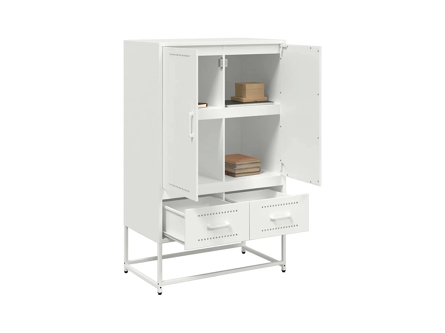 Buffet | Commode à tiroir | Meuble de rangement haut blanc 68x39x111,5 cm acier