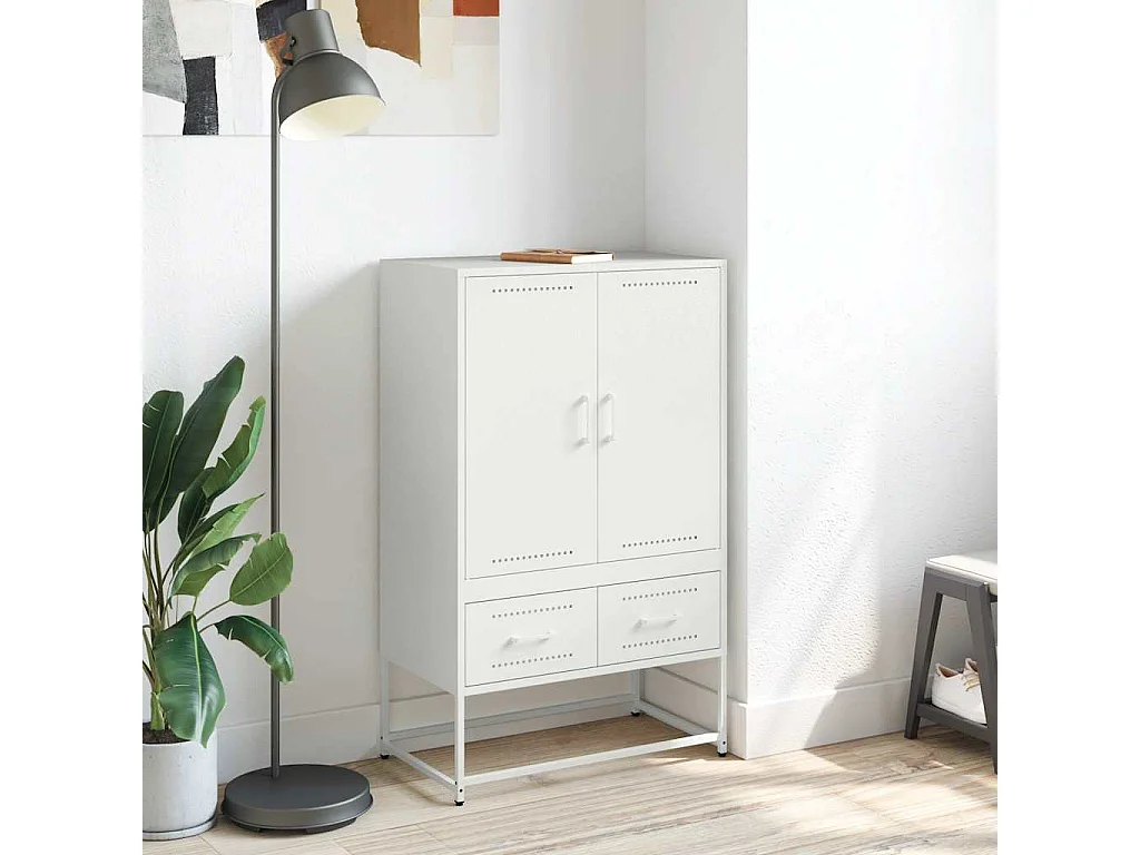 Credenza | Buffet | Armadio Bianca 68x39x111,5 cm Acciaio