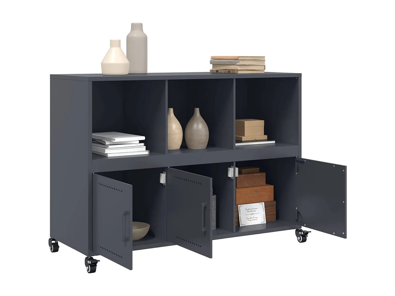 Credenza | Buffet | Armadio Antracite 100,5x39x72 cm in Acciaio