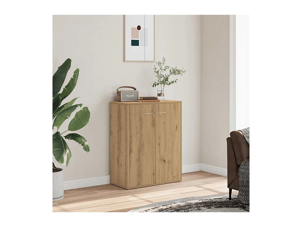 Buffet | Bahut | Meuble de rangement chêne artisanal 60x30x75 cm bois d'ingénierie