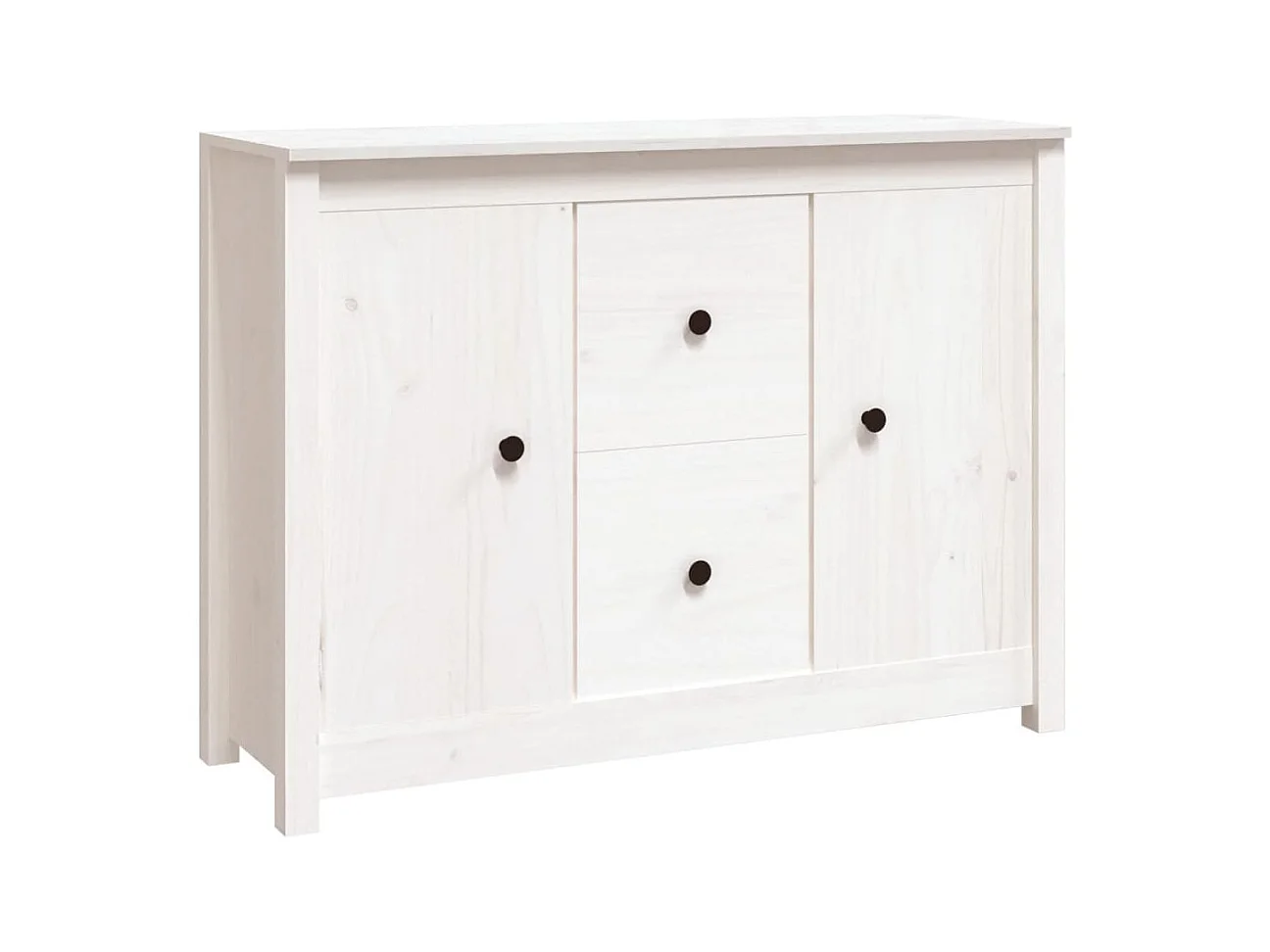 Credenza | Buffet | Armadio Bianca 100x35x74 cm in Legno Massello di Pino