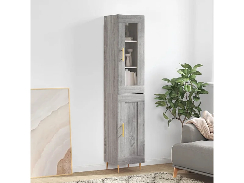 Credenza | Buffet | Armadio Grigio Sonoma 34,5x34x180 cm in Legno Multistrato