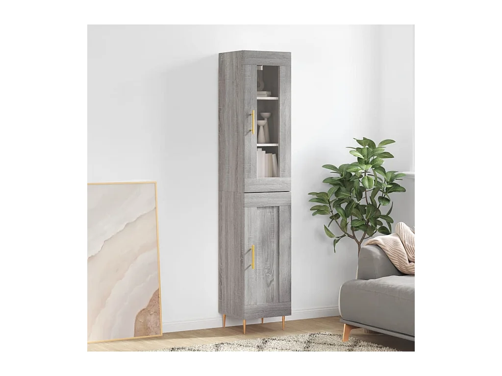 Buffet | Bahut | Meuble de rangement haut Sonoma gris 34,5x34x180 cm Bois d'ingénierie