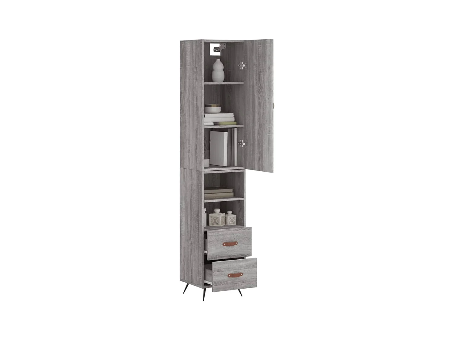 Credenza | Buffet | Armadio Grigio Sonoma 34,5x34x180 cm in Legno Multistrato