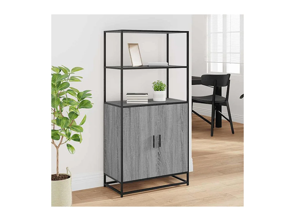 Buffet | Bahut | Meuble de rangement haut sonoma gris 68x35x139 cm bois d'ingénierie et métal