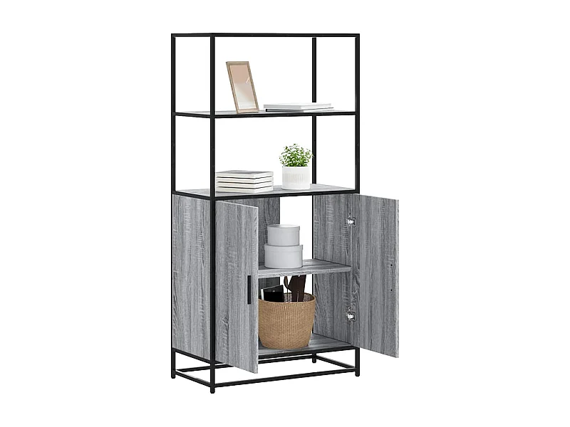 Buffet | Bahut | Meuble de rangement haut sonoma gris 68x35x139 cm bois d'ingénierie et métal