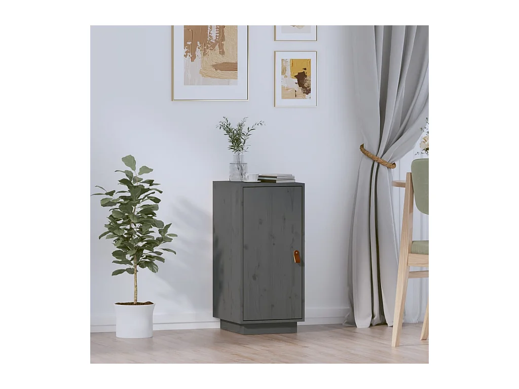 Credenza | Buffet | Armadio Grigia 34x40x75 cm in Legno Massello di Pino