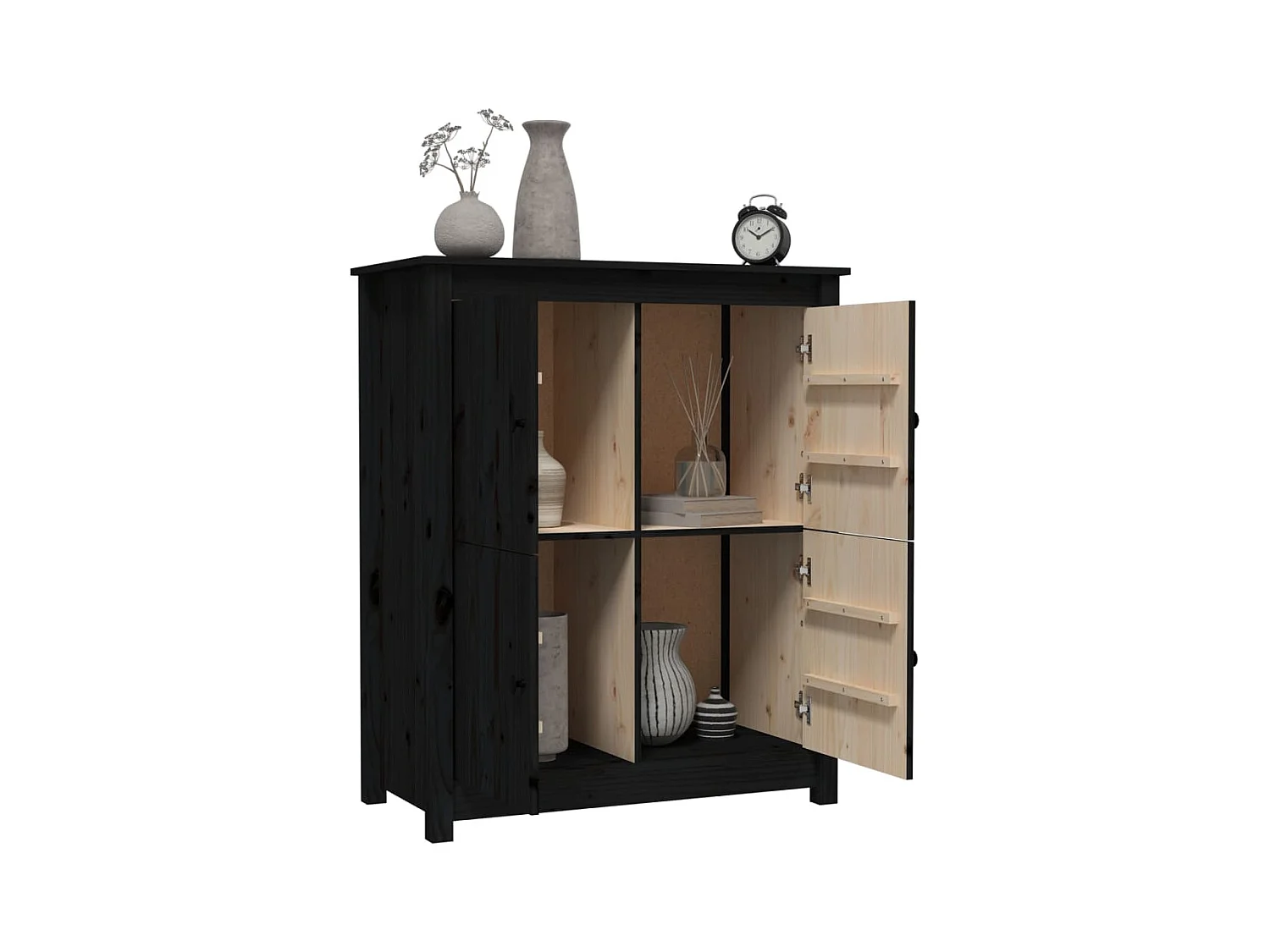 Buffet | Bahut | Meuble de rangement Noir 83x41,5x100 cm Bois massif de pin