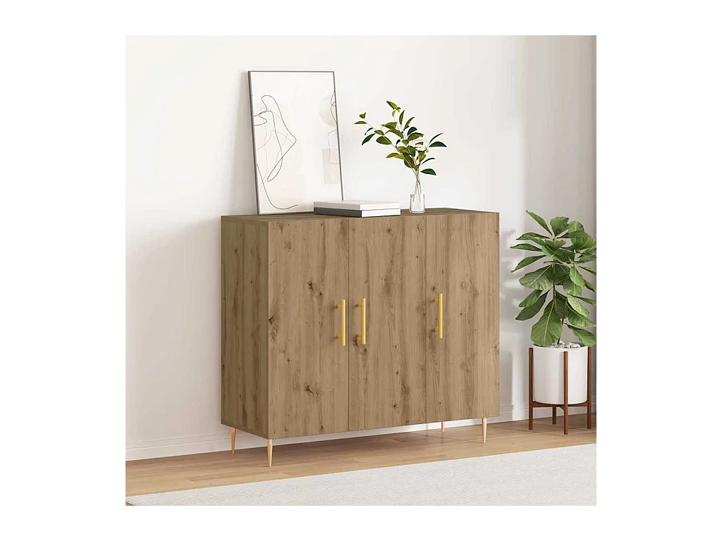 Buffet | Bahut | Meuble de rangement Artisan Chêne 90x34x80 cm Bois d'ingénierie