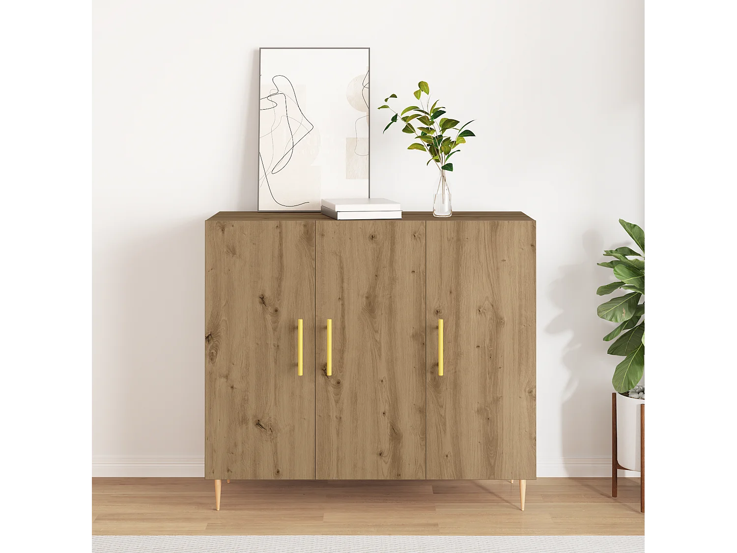 Buffet | Bahut | Meuble de rangement Artisan Chêne 90x34x80 cm Bois d'ingénierie