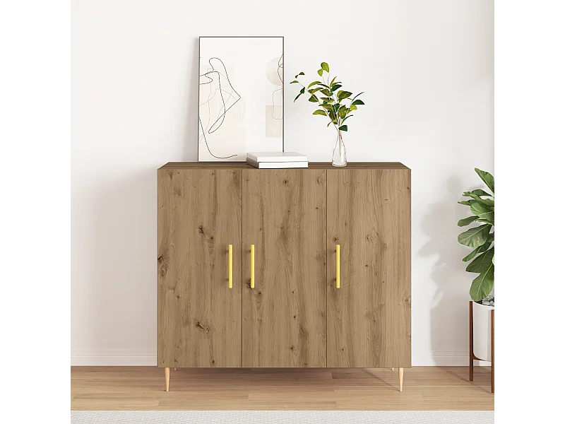 Buffet | Bahut | Meuble de rangement Artisan Chêne 90x34x80 cm Bois d'ingénierie