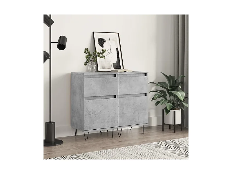 Buffets | Bahuts | Meuble de rangement 2 pcs gris béton 40x35x70 cm bois d'ingénierie