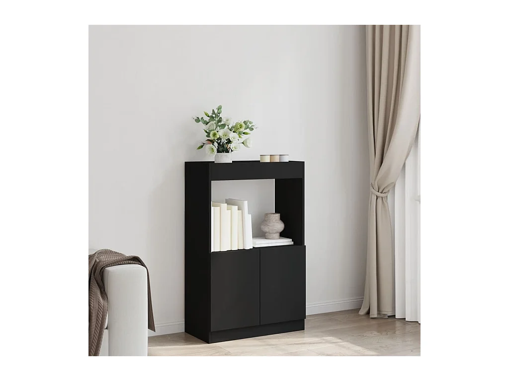 Credenza | Buffet | Armadio Nera 63x33x100 cm in Legno Multistrato