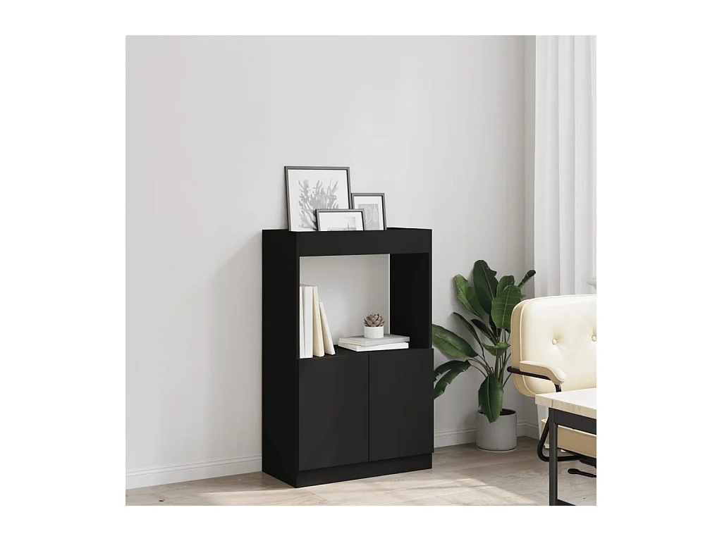 Credenza | Buffet | Armadio Nera 63x33x100 cm in Legno Multistrato