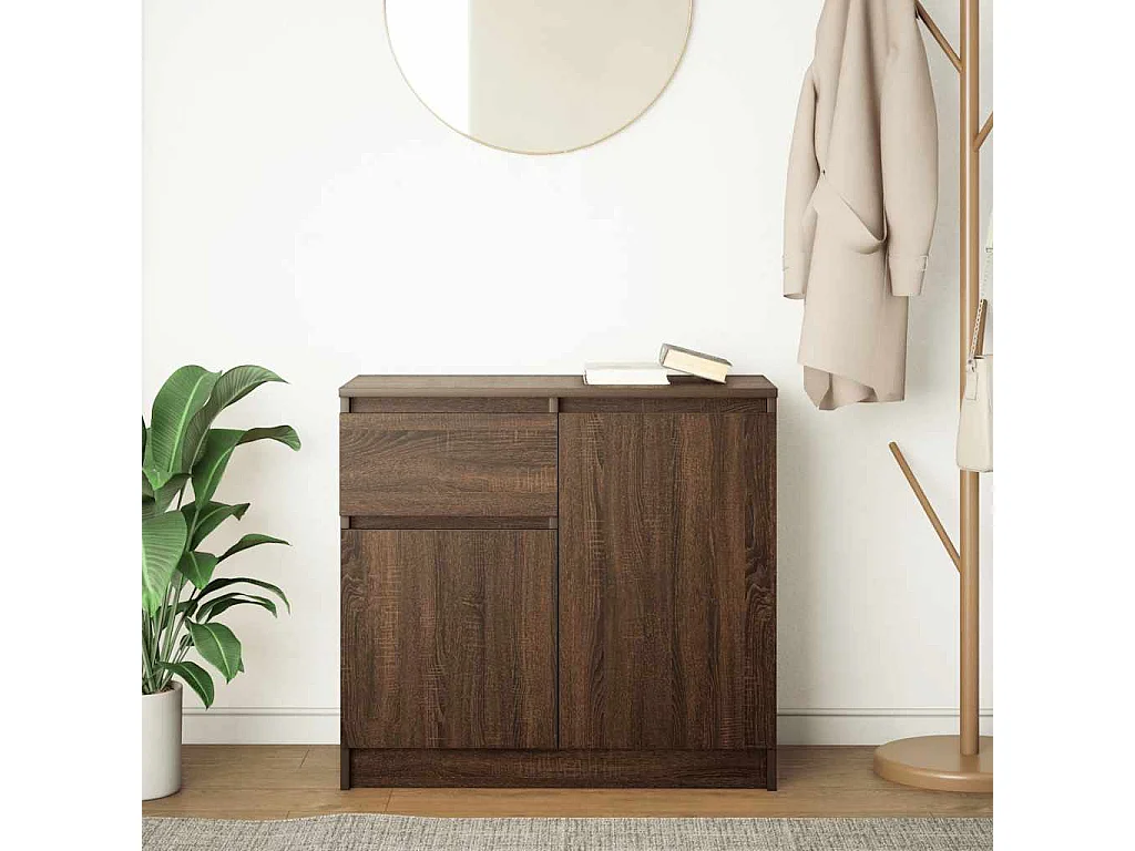 Buffet | Commode à tiroir | Meuble de rangement avec tiroir chêne brun 71x35x65 cm bois d'ingénierie
