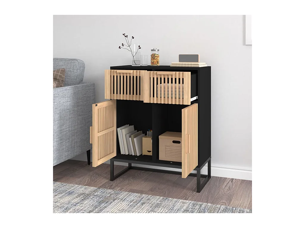 Buffet | Bahut | Meuble de rangement noir 60x30x75 cm bois d'ingénierie