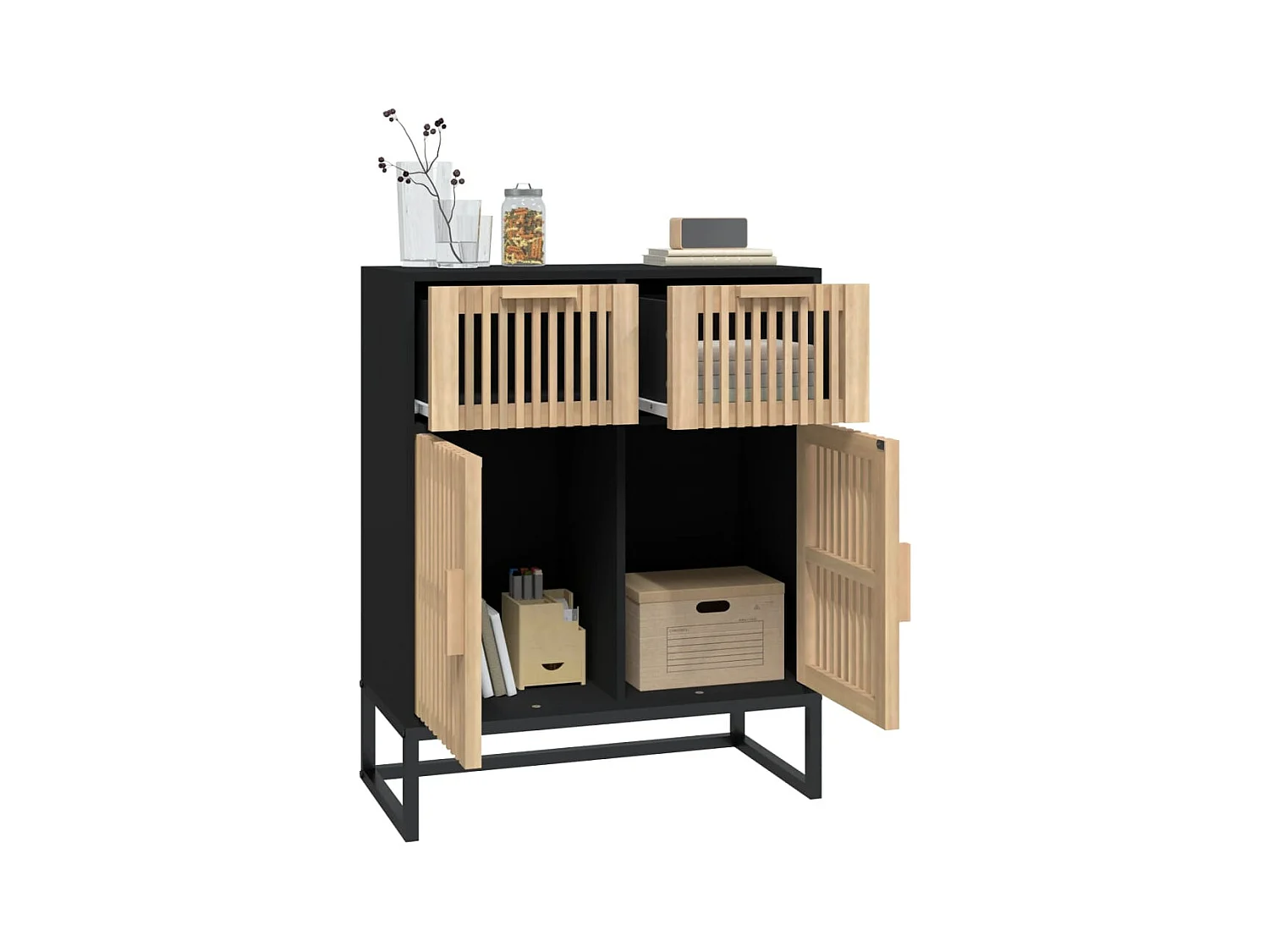 Buffet | Bahut | Meuble de rangement noir 60x30x75 cm bois d'ingénierie