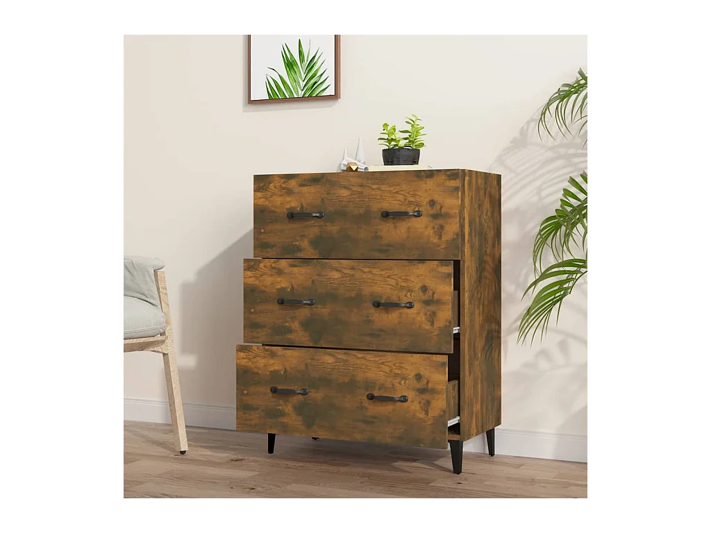 Buffet | Bahut | Meuble de rangement chêne fumé 69,5x34x90 cm bois d'ingénierie