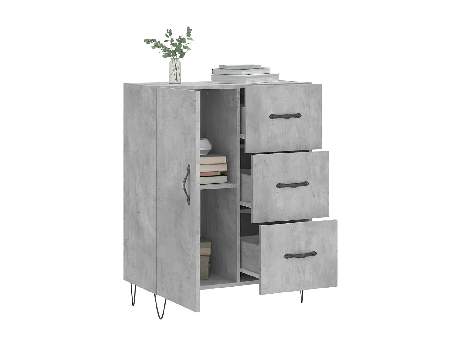 Buffet | Bahut | Meuble de rangement gris béton 69,5x34x90 cm bois d'ingénierie