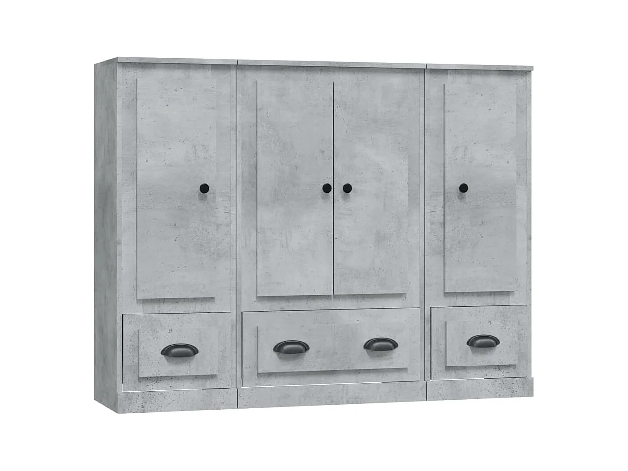 Credenze | Buffet | Armadi 3 pz Grigio Cemento in Legno Multistrato