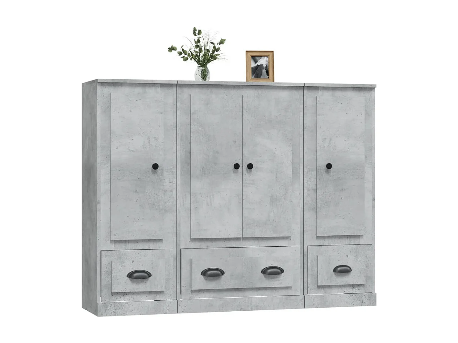 Buffets | Bahuts | Meuble de rangement 3 pcs gris béton bois d'ingénierie