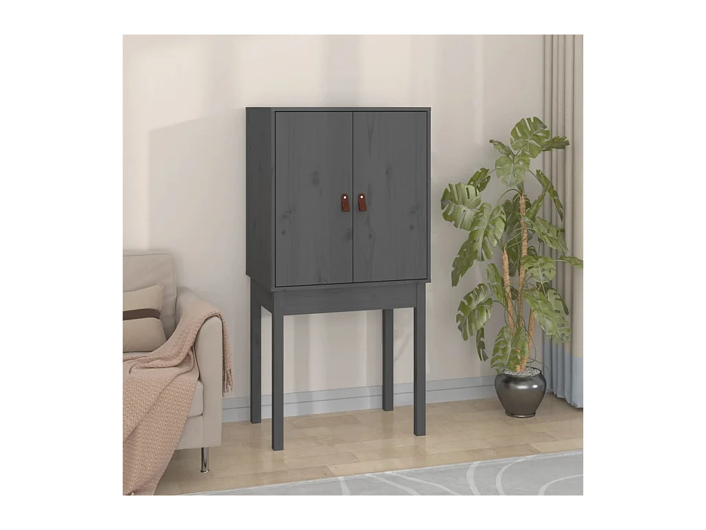 Buffet | Bahut | Meuble de rangement haut Gris 60x40x120 cm Bois massif de pin