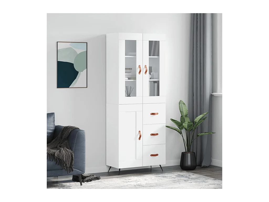 Buffet | Bahut | Meuble de rangement haut Blanc 69,5x34x180 cm Bois d'ingénierie