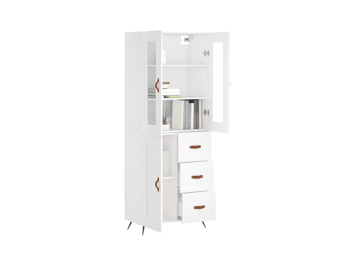 Buffet | Bahut | Meuble de rangement haut Blanc 69,5x34x180 cm Bois d'ingénierie