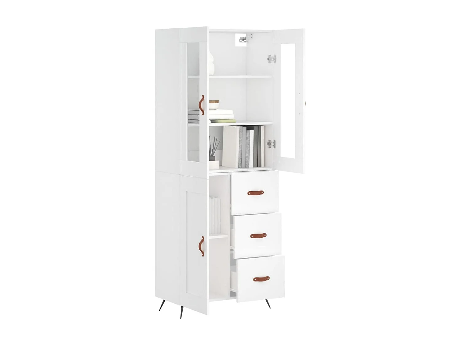 Credenza | Buffet | Armadio Bianca 69,5x34x180 cm in Legno Multistrato