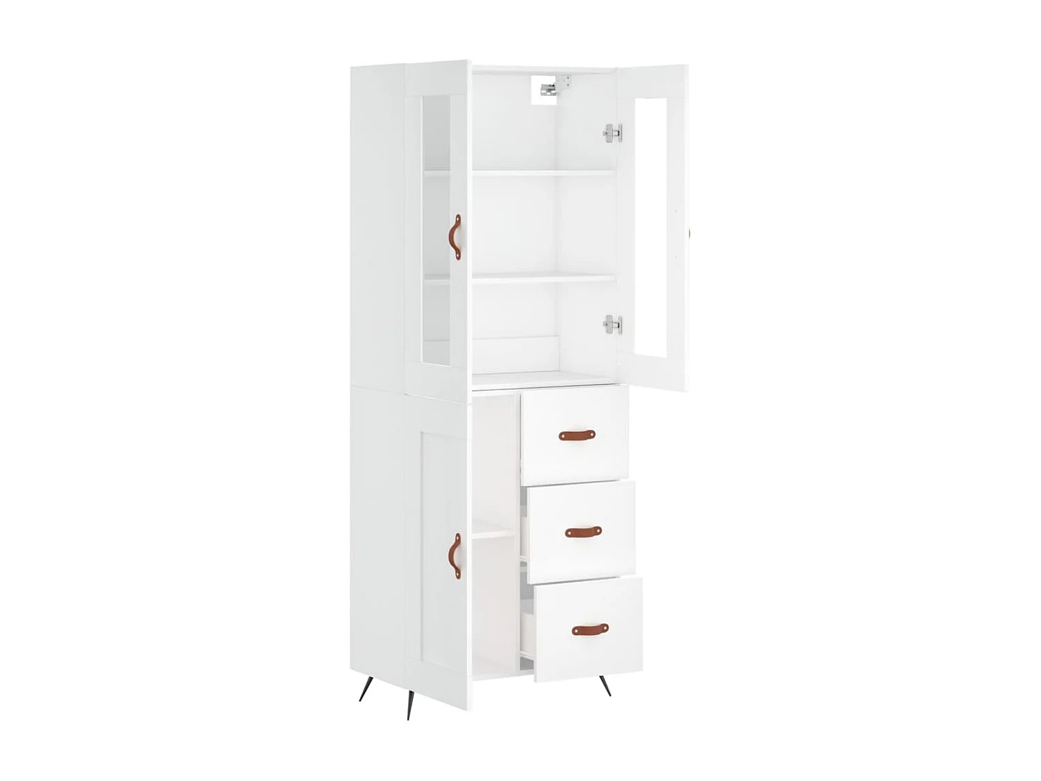 Credenza | Buffet | Armadio Bianca 69,5x34x180 cm in Legno Multistrato