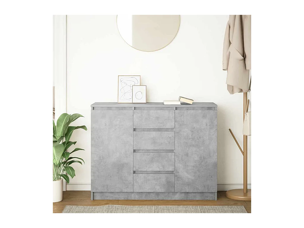 Credenza | Buffet | Armadio con Cassetti Grigio Cemento 100,5x35x76 cm Truciolato