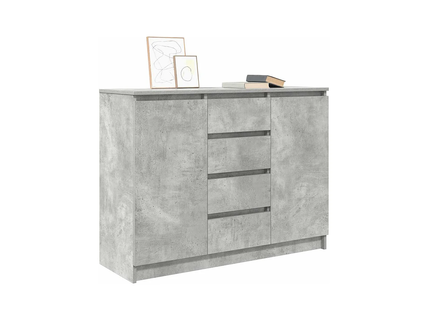 Credenza | Buffet | Armadio con Cassetti Grigio Cemento 100,5x35x76 cm Truciolato